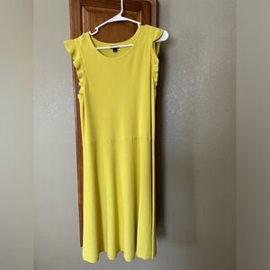 Ann Taylor Ruffle Sleeve Flared Summer Yellow Dress. Sz L